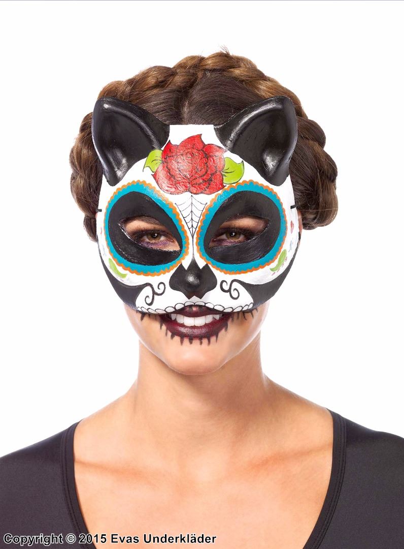 Sugar skull cat mask